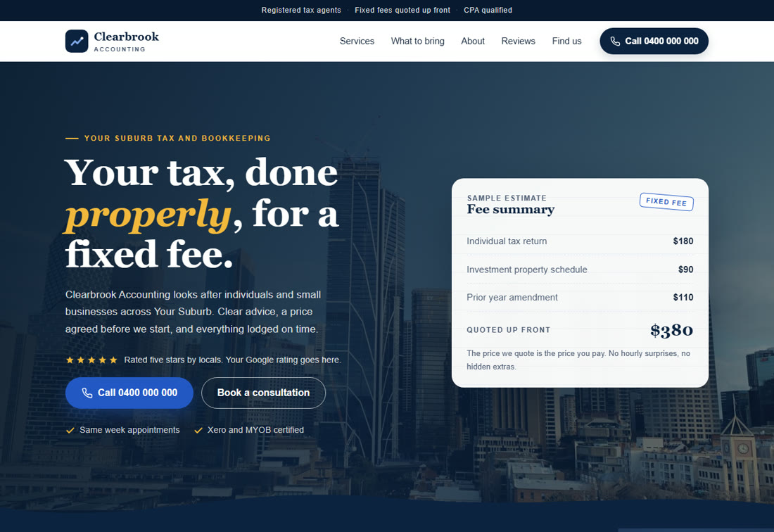 The Clearbrook Accounting template